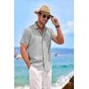 COOFANDY Men’s Linen Shirts Short Sleeve Casual Shirts Button Down Shirt for Men Beach Summer Wedding Shirt(Light Grey)