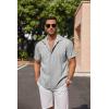 COOFANDY Men’s Linen Shirts Short Sleeve Casual Shirts Button Down Shirt for Men Beach Summer Wedding Shirt(Light Grey)