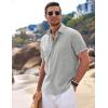 COOFANDY Men’s Linen Shirts Short Sleeve Casual Shirts Button Down Shirt for Men Beach Summer Wedding Shirt(Light Grey)