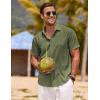 COOFANDY Men’s Linen Shirts Short Sleeve Casual Shirts Button Down Shirt for Men Beach Summer Wedding Shirt(Olive Green)