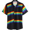 COOFANDY Men’s Linen Shirts Short Sleeve Casual Shirts Button Down Shirt for Men Beach Summer Wedding Shirt(Rainbow)