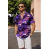 COOFANDY Men’s Linen Shirts Short Sleeve Casual Shirts Button Down Shirt for Men Beach Summer Wedding Shirt(Sunset-blue Purple)