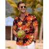 COOFANDY Men’s Linen Shirts Short Sleeve Casual Shirts Button Down Shirt for Men Beach Summer Wedding Shirt(Sunset-red)