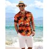 COOFANDY Men’s Linen Shirts Short Sleeve Casual Shirts Button Down Shirt for Men Beach Summer Wedding Shirt(Sunset-red)