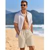 COOFANDY Mens Linen Shorts Casual Drawstring Elastic Waist Lightweight Summer Vacation Beach Shorts(Beige)