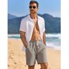 COOFANDY Mens Linen Shorts Casual Drawstring Elastic Waist Lightweight Summer Vacation Beach Shorts(Dark Grey)