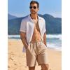 COOFANDY Mens Linen Shorts Casual Drawstring Elastic Waist Lightweight Summer Vacation Beach Shorts(Khaki)