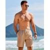 COOFANDY Mens Linen Shorts Casual Drawstring Elastic Waist Lightweight Summer Vacation Beach Shorts(Khaki)