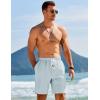 COOFANDY Mens Linen Shorts Casual Drawstring Elastic Waist Lightweight Summer Vacation Beach Shorts(Light Blue)