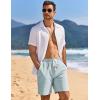 COOFANDY Mens Linen Shorts Casual Drawstring Elastic Waist Lightweight Summer Vacation Beach Shorts(Light Blue)