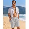 COOFANDY Mens Linen Shorts Casual Drawstring Elastic Waist Lightweight Summer Vacation Beach Shorts(Light Grey)