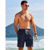 COOFANDY Mens Linen Shorts Casual Drawstring Elastic Waist Lightweight Summer Vacation Beach Shorts(Navy Blue)