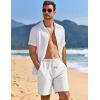 COOFANDY Mens Linen Shorts Casual Drawstring Elastic Waist Lightweight Summer Vacation Beach Shorts(White)