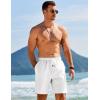 COOFANDY Mens Linen Shorts Casual Drawstring Elastic Waist Lightweight Summer Vacation Beach Shorts(White)
