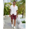 COOFANDY Mens Linen Shorts Casual Drawstring Elastic Waist Lightweight Summer Vacation Beach Shorts(Wine Red)