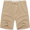 COOFANDY Men’s Linen Shorts Casual Elastic Waist Drawstring Summer Beach Shorts(1 Dark Khaki)