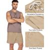 COOFANDY Men’s Linen Shorts Casual Elastic Waist Drawstring Summer Beach Shorts(1 Dark Khaki)