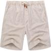 COOFANDY Men’s Linen Shorts Casual Elastic Waist Drawstring Summer Beach Shorts(1 Light Khaki)