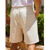 COOFANDY Men’s Linen Shorts Casual Elastic Waist Drawstring Summer Beach Shorts(1 Light Khaki)