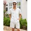 COOFANDY Men’s Linen Shorts Casual Elastic Waist Drawstring Summer Beach Shorts(1 White)