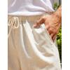 COOFANDY Men’s Linen Shorts Casual Elastic Waist Drawstring Summer Beach Shorts(2 Black/ Khaki)