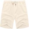 COOFANDY Men’s Linen Shorts Casual Elastic Waist Drawstring Summer Beach Shorts(Beige)