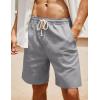 COOFANDY Men’s Linen Shorts Casual Elastic Waist Drawstring Summer Beach Shorts(Black / Light Grey)