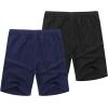 COOFANDY Men’s Linen Shorts Casual Elastic Waist Drawstring Summer Beach Shorts(Black / Navy Blue)