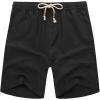 COOFANDY Men’s Linen Shorts Casual Elastic Waist Drawstring Summer Beach Shorts(Black)