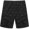 COOFANDY Men’s Linen Shorts Casual Elastic Waist Drawstring Summer Beach Shorts(Black Fish Bone)