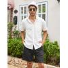 COOFANDY Men’s Linen Shorts Casual Elastic Waist Drawstring Summer Beach Shorts(Black Fish Bone)
