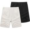 COOFANDY Men’s Linen Shorts Casual Elastic Waist Drawstring Summer Beach Shorts(Black White)