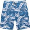 COOFANDY Men’s Linen Shorts Casual Elastic Waist Drawstring Summer Beach Shorts(Blue Palm Leaf)