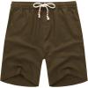 COOFANDY Men’s Linen Shorts Casual Elastic Waist Drawstring Summer Beach Shorts(Brown)