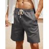 COOFANDY Men’s Linen Shorts Casual Elastic Waist Drawstring Summer Beach Shorts(Dark Grey / White)