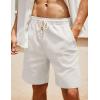 COOFANDY Men’s Linen Shorts Casual Elastic Waist Drawstring Summer Beach Shorts(Dark Grey / White)