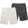 COOFANDY Men’s Linen Shorts Casual Elastic Waist Drawstring Summer Beach Shorts(Dark Grey / White)