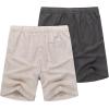 COOFANDY Men’s Linen Shorts Casual Elastic Waist Drawstring Summer Beach Shorts(Dark Grey/ Khaki)