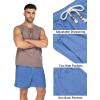 COOFANDY Men’s Linen Shorts Casual Elastic Waist Drawstring Summer Beach Shorts(Denim Blue)