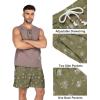 COOFANDY Men’s Linen Shorts Casual Elastic Waist Drawstring Summer Beach Shorts(Green Palm)