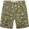 COOFANDY Men’s Linen Shorts Casual Elastic Waist Drawstring Summer Beach Shorts(Green Palm)