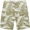 COOFANDY Men’s Linen Shorts Casual Elastic Waist Drawstring Summer Beach Shorts(Green Palm Leaf)