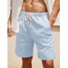 COOFANDY Men’s Linen Shorts Casual Elastic Waist Drawstring Summer Beach Shorts(Light Blue / Black)