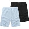 COOFANDY Men’s Linen Shorts Casual Elastic Waist Drawstring Summer Beach Shorts(Light Blue / Black)
