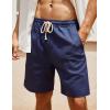 COOFANDY Men’s Linen Shorts Casual Elastic Waist Drawstring Summer Beach Shorts(Light Blue/ Navy Blue)