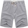 COOFANDY Men’s Linen Shorts Casual Elastic Waist Drawstring Summer Beach Shorts(Light Grey)