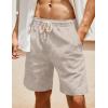 COOFANDY Men’s Linen Shorts Casual Elastic Waist Drawstring Summer Beach Shorts(Light Khaki/ Dark Khaki)
