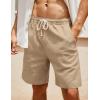 COOFANDY Men’s Linen Shorts Casual Elastic Waist Drawstring Summer Beach Shorts(Light Khaki/ Dark Khaki)
