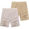COOFANDY Men’s Linen Shorts Casual Elastic Waist Drawstring Summer Beach Shorts(Light Khaki/ Dark Khaki)