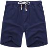 COOFANDY Men’s Linen Shorts Casual Elastic Waist Drawstring Summer Beach Shorts(Navy Blue)